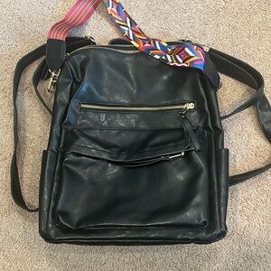 NWOT Women’s Began Leather Backpack Multipurpose Convertible Black